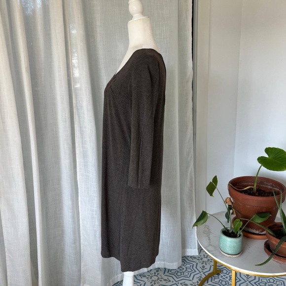 EILEEN FISHER BROWN  PETITE ITALIAN YARN SEQUIN DRESS – SIZE PP (PETITE) - Picture 3 of 7